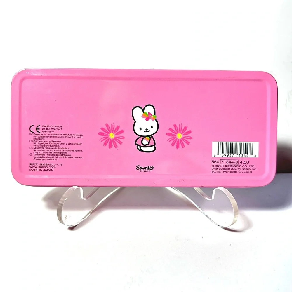 Vintage Sanrio Metal Pencil Box Plaid Daisy Pink Yellow Music Hello Kitty 2002